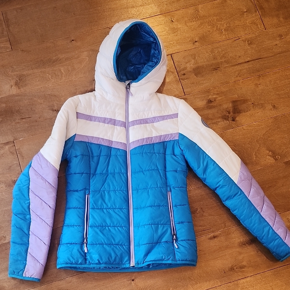 Spyder- Women's Blue and White Puffer Jacket